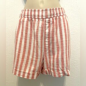 Old Navy Women’s Pink and White Striped Linen Shorts w Pockets Sz L